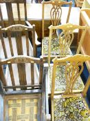 A BARLEY TWIST DINING TABLE, polished oval top with oblong stretchers and a set of four (3 + 1)