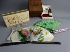 A MIXED GROUP OF COLLECTABLES including a vintage pair of lorgnettes, two lidded box, a vintage