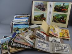 AN ALBUM OF FIFTY PLUS STEAM LOCOMOTIVE POSTCARDS along with a large quantity of mid Century