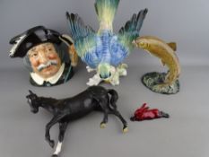 A BESWICK MODEL OF A LEAPING TROUT, NO 1032 and four other collectable pottery items including a
