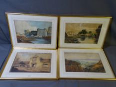 J WORTHINGTON watercolour studies x 4 depicting various antique countryside scenes, 21.5 x 33.5cms