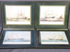 AFTER THOMAS DUTTON a set of four framed lithographs - sailing ships, mid 19th Century dates, 21 x