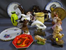 A COLLECTION OF POTTERY ANIMALS to include Poole, Sylvac, Wade USSR, three items of Welsh Lady