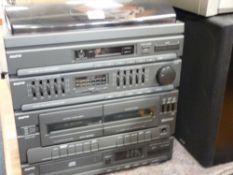 SANYO RECORD DECK AND PLAYER WITH SPEAKERS and a parcel of hifi equipment including Panasonic mini