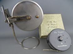 TWO VINTAGE FISHING REELS including a boxed V Gordon 3.5ins W (wide) by Sharps of Aberdeen and an