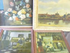 AFTER JOHANNES VERMEER (three) AND JAN VAN HECKE (one) framed prints - after the original Old