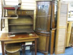 PARCEL OF MIXED FURNITURE - hall bookcase with two drop drawers and open shelves, an oblong mahogany