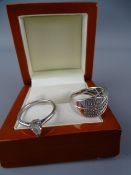 TWO 18CT WHITE GOLD DIAMOND SET RINGS to include a 0.54ct pear shape engagement ring, size Mid M-N