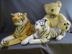 TWO LARGE STUFFED TOY TIGERS and a 'Tender Moments' Teddy bear