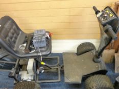 A GOOD FOUR WHEEL GOLF BUGGY with batteries and a 'Hillbilly' electric trolley with battery