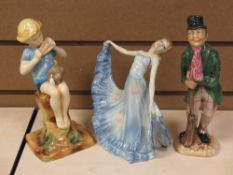 ROYAL WORCESTER FIGURINE OF PETER PAN, Wade figurine 'Iris' and a Ricard Studio figure 'London
