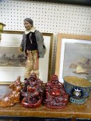 A MIXED GROUP OF COLLECTABLES to include a shallow Amphora ware bowl, a salt glazed Scottie dog, a