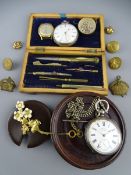 TWO SILVER POCKET WATCHES & OTHER MIXED COLLECTABLES