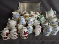 A GOOD MIXED QUANTITY OF BONE CHINA TEA AND COFFEEWARE and a selection of stainless steel tableware,