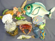 MARINE AND RELATED ORNAMENTAL COLLECTABLES including a large piece of vintage coral, an inflated