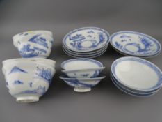 A SET OF SIX CHINESE EXPORT PORCELAIN TEA BOWLS, SAUCERS AND COVERS finely painted with people and