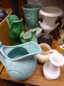 A DARTMOUTH FISH VASE and similar items (a parcel)