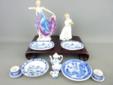 A ROYAL DOULTON FIGURINE 'DINNERTIME' HN3726, an Art Deco style figurine, blue and white doll's