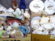 A LARGE QUANTITY OF VINTAGE CHINA including Belleek, Pointons part tea set, glug jugs, Wedgwood,