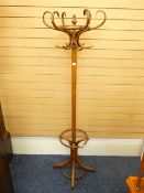 A FISCHEL BENTWOOD HAT AND COAT STAND bearing original label, 192cms height