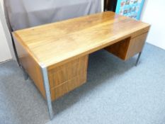 A VINTAGE FLORENCE KNOLL EXECUTIVE DESK CIRCA 1970, 74cms height, 167.5cms width, 81cms depth, no