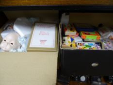 A COLLECTION OF VINTAGE AND LATER PLAYING CARDS AND GAMES and a boxed Windermere and Bowness doll