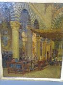 W R E GOODRICH oil on canvas - interior of a Florentine church, 60 x 50cms