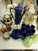 A PORTMEIRION POTTERY 'TOTEM' COFFEE SET, a selection of Staffordshire figures and other pottery