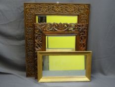 GOOD CARVED BEVELLED WALL MIRRORS and another one, the largest width 84 x 100cms