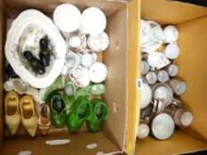 TWO BOXES OF MIXED CABINET CHINA WARE, breakfastware ETC