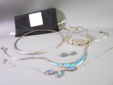 A CLOGAU 'LOVE VINE' CUFF BANGLE and further items of precious and white metal jewellery including a