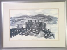 SIR KYFFIN WILLIAMS RA framed print - Conwy Castle, signed, (24/500), 36 x 56cms