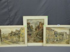 O H BIRLEY three unframed watercolours - studies, possibly of York, historic houses, street views,