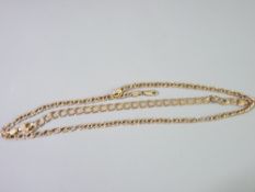 A 9CT GOLD FLAT CURB LINK NECKLACE with a similar but larger link bracelet, 49 and 21ms lengths
