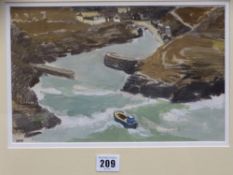 DONALD McINTYRE mixed media on board (believed) - entitled verso on Phoenix Gallery label (