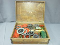 A WOODEN BOX MECCANO NO 5 with contents