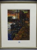 SELWYN JONES (OF CAERNARFON) mixed media - Caernarfon Castle and Quay, signed with initials, 37 x