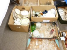 FOUR BOXES OF VARIOUS DRINKING & OTHER GLASSWARE to include Babycham, sundae dishes, a commemorative