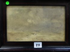 E GEURIN - Breton coastal scene with figures, signed and location entitled 14 x 23cms