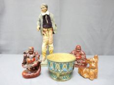 A MIXED GROUP OF COLLECTABLES to include a shallow Amphora ware bowl, a salt glazed Scottie dog, a