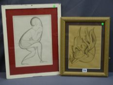 A SCHOTE two figural colourwash studies - one entitled 'Icharus' 29 x 22cms and 33 x 25cms