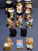 ORNAMENTAL CHINA to include Pendelfin Rabbits, Crown Devon Toby Jugs and similar items