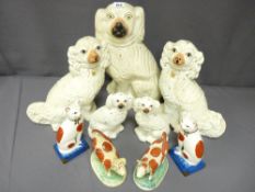 A PARCEL OF STAFFORDSHIRE DOGS & CATS and cow creamers