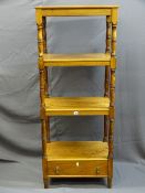 A MODERN THREE TIER WHATNOT with base drawer, 150cms height, 60cms width, 42cms depth