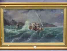 H S CROSSLAND - oil on canvas - ship rescue at sea entitled 'It is I be not afraid', signed and