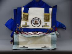 SMALL VINTAGE SUITCASE CONTAINING MASONIC ITEMS, appertaining to North Wales