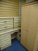 MODERN BEDROOM FURNITURE consisting of two x two drawer chests and a kneehole desk, all similar