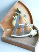 A LATE 19TH CENTURY MAHOGANY CASED BRASS SEXTANT signed Owen Owens, South Castle Street Liverpool