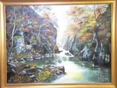 DOROTHEA HYDE oil on canvas - possibly Fairy Glen Falls?, 76 x 100cms