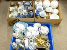MILK GLASS VASES and a large quantity of mixed porcelain ETC